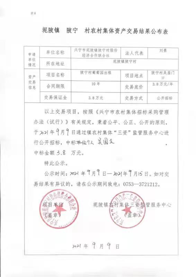 时光直播
坭陂镇陂宁村葡萄园出租招标结果公示.jpg