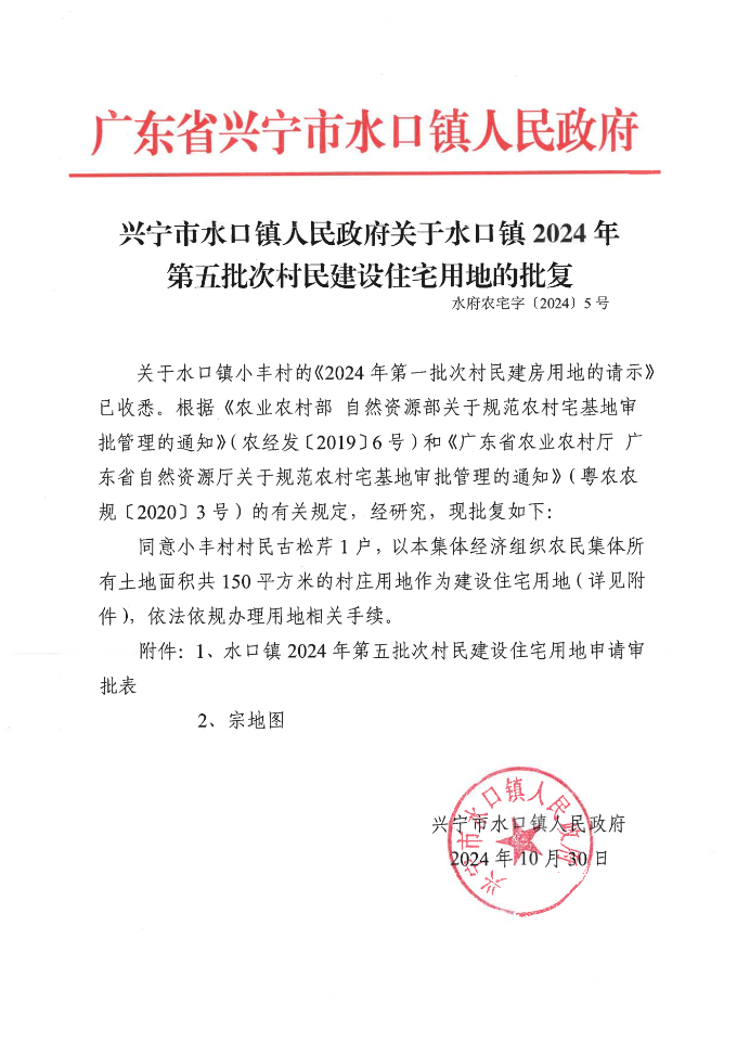 时光直播
水口镇人民政府关于水口镇2024年第五批次村民建设住宅用地的批复_00.png